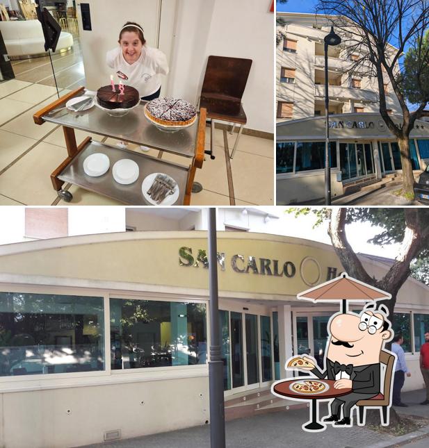 Questa è la immagine che raffigura la esterno e cibo di San Carlo Hotel