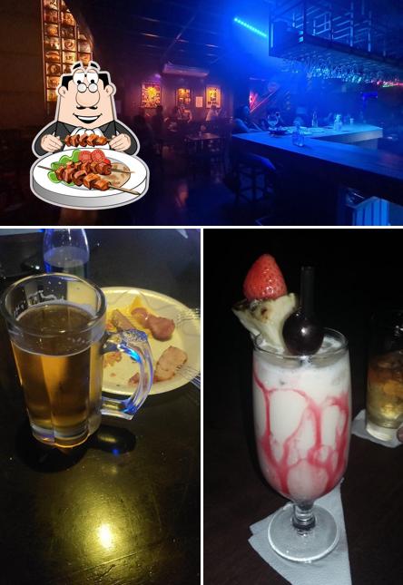 Dê uma olhada a ilustração apresentando comida e balcão de bar no UK Music Hall