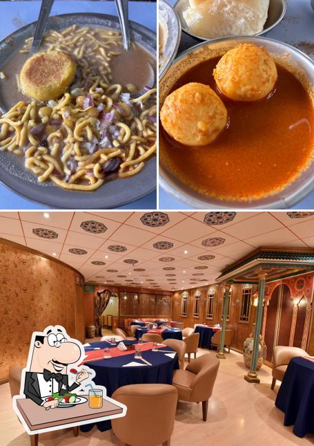 This is the image showing food and interior at Bhagwati Sev Usal