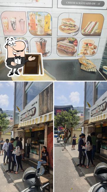 The image of exterior and food at Ravi.s Chai Day