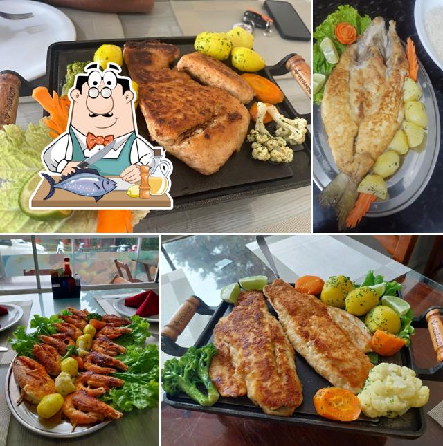 Salmão grelhado em Brasileirinho Beach Restaurante