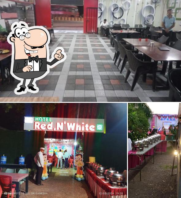 Check out how Hotel Red N' White Veg Garden Restaurant looks inside