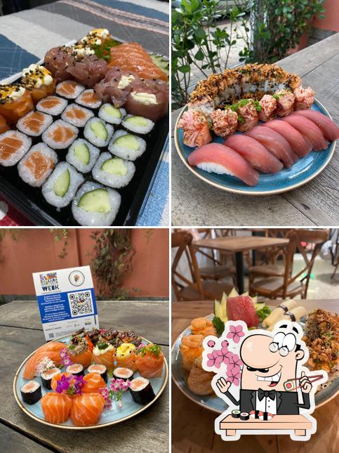 Peça diferentes opções de sushi