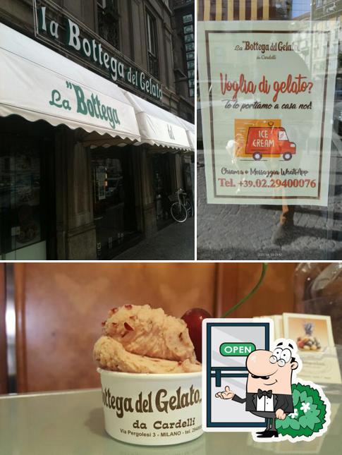 Tra le diverse cose da La Bottega del Gelato Cardelli Marco si possono trovare la esterno e cibo