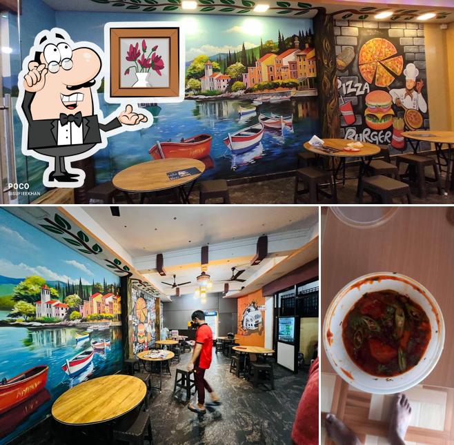 The interior of Cafe hot pizza