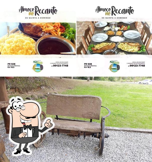 Confira a foto ilustrando interior e comida no Recanto Mata Verde (Oficial)