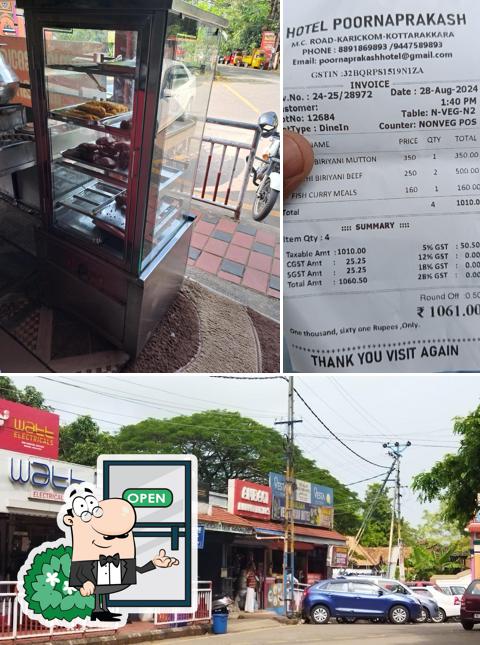 Check out the picture showing exterior and food at Shree Valsam Vegetarian Hotel