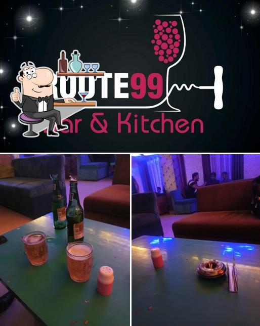 Take a seat at one of the tables at Route 99 Bar & Kitchen