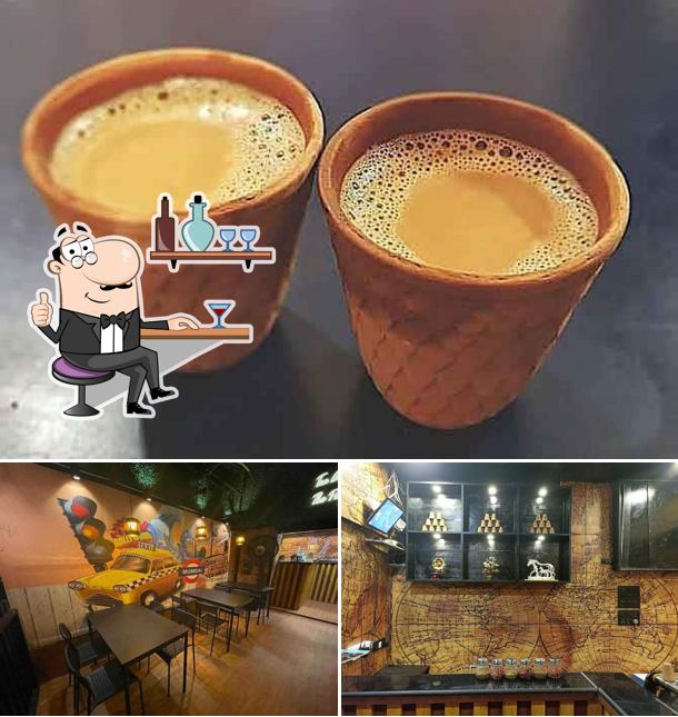 Take a seat at one of the tables at World Tea Adda