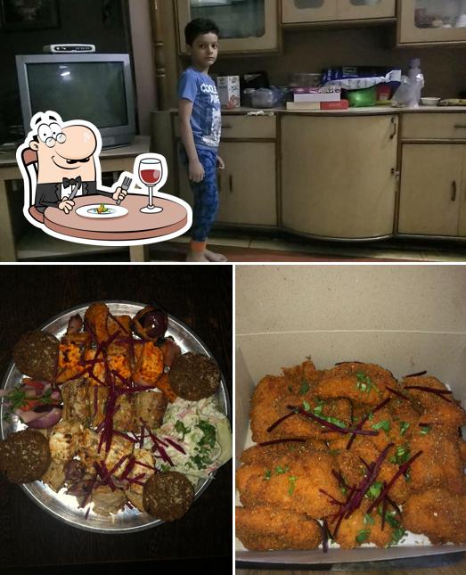 Among different things one can find food and interior at Red chilly veg and non veg