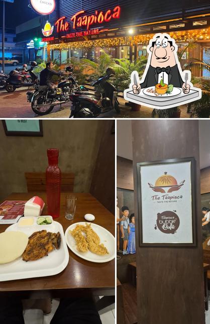 Among various things one can find food and exterior at The Taapioca Restaurant