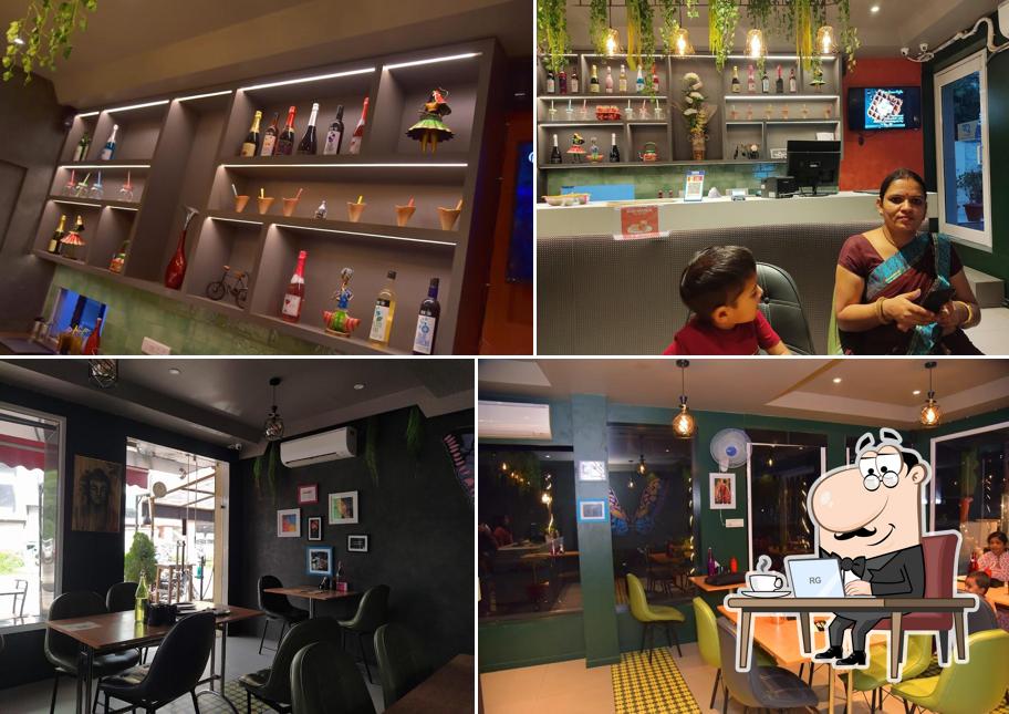 Take a seat at one of the tables at Cravecove Cafe