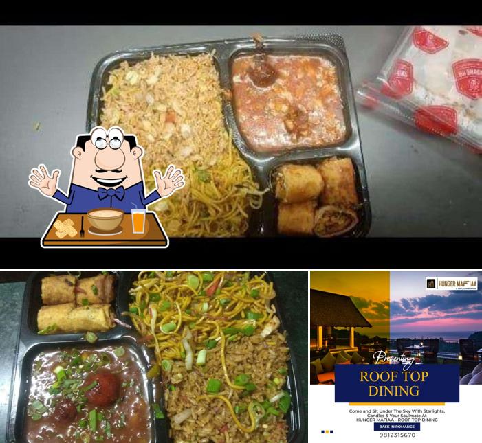 This is the picture depicting food and interior at Hunger Mafia