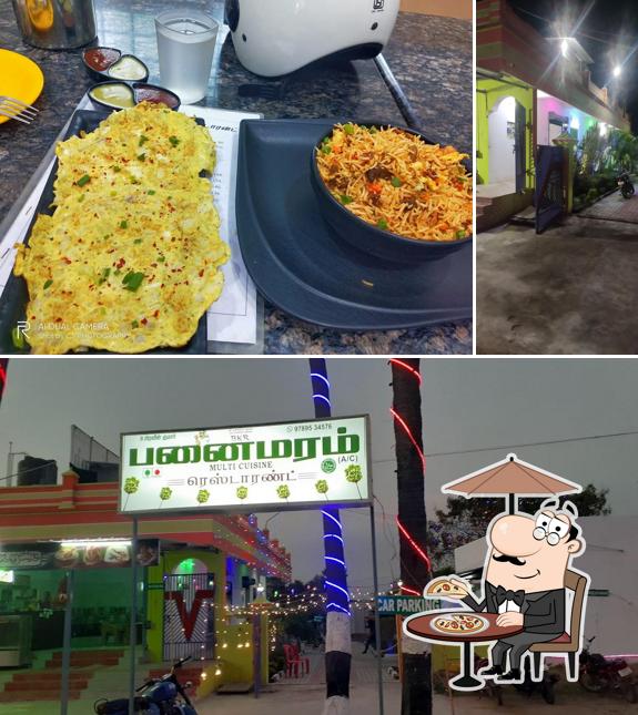 The restaurant's exterior and food