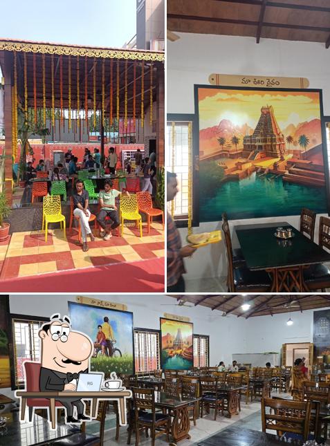 Take a seat at one of the tables at Hotel Vindhu Bhojanam Take a seat at one of the tables at Hotel Vindhu Bhojanam