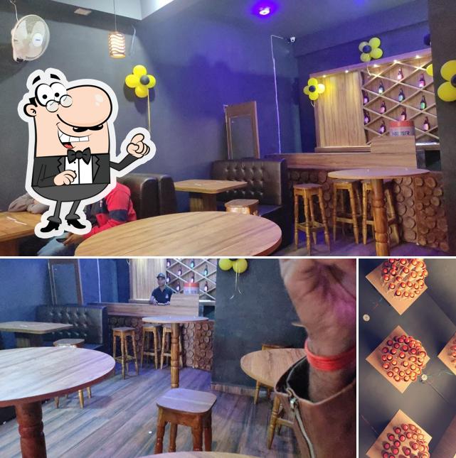 The restaurant's interior and food