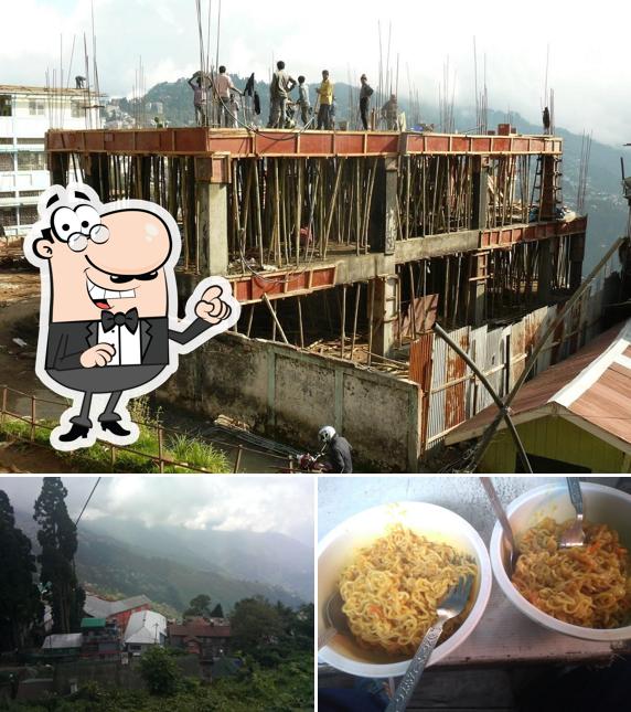 The restaurant's exterior and food