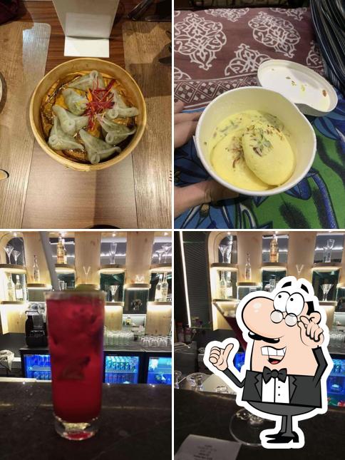 The restaurant's interior and food