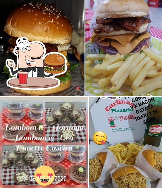 Peça um hambúrguer no Carlinhos Pizzaria