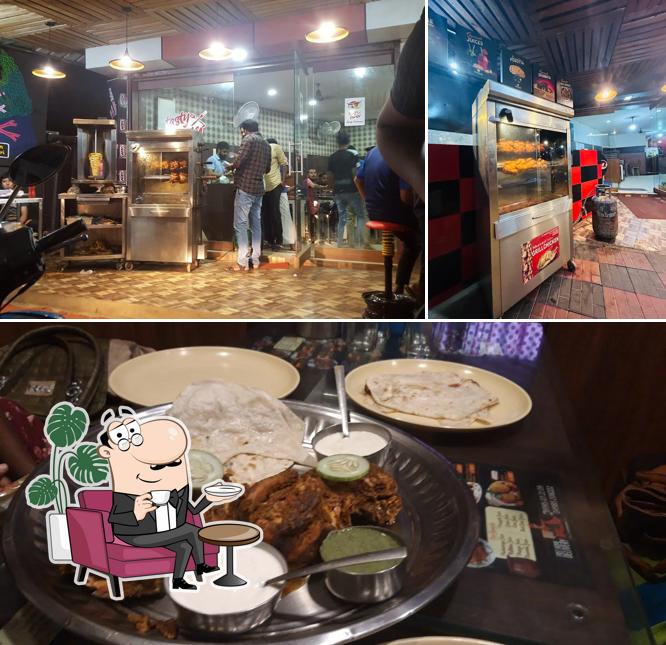 The restaurant's interior and food