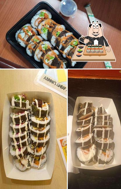 Sushi rolls are available at Ajumma’s Kimbap