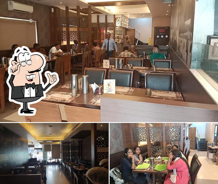 The interior of Dindigul Thalappakatti Restaurant