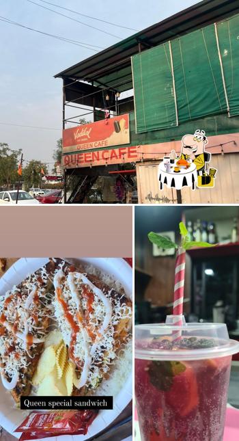 The image of food and exterior at Queen Cafe