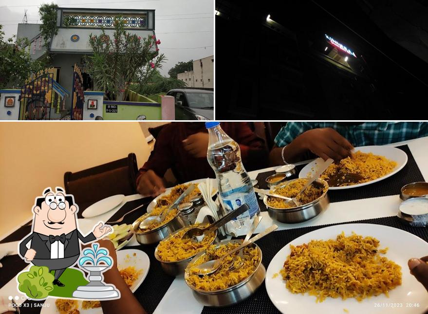The photo of exterior and food at Kinnera Grand