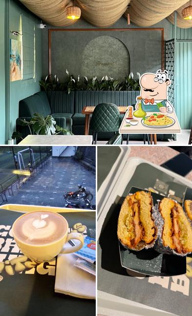 Take a look at the photo showing food and interior at Cafe Pitmasters