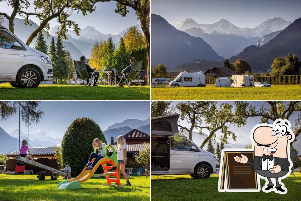 Puoi goderti l'aria fresca da seduto all'esterno di JungfrauCamp