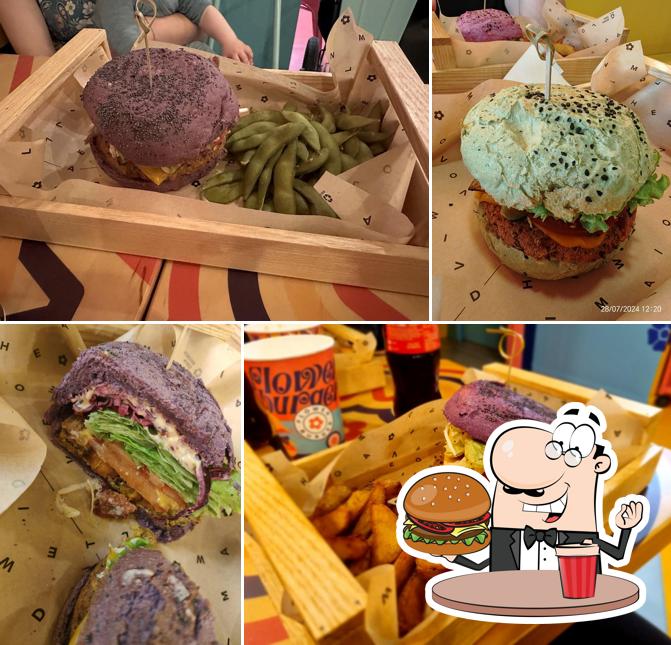 Flower Burger serve un'ampia selezione di opzioni per gli amanti dell'hamburger