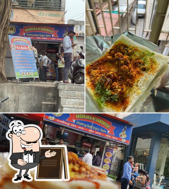 Among various things one can find exterior and food at Vasukaka Ni Sandwich