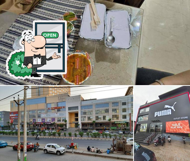 Check out the picture depicting exterior and food at Bikanervala Dhillon Plaza Zirakpur