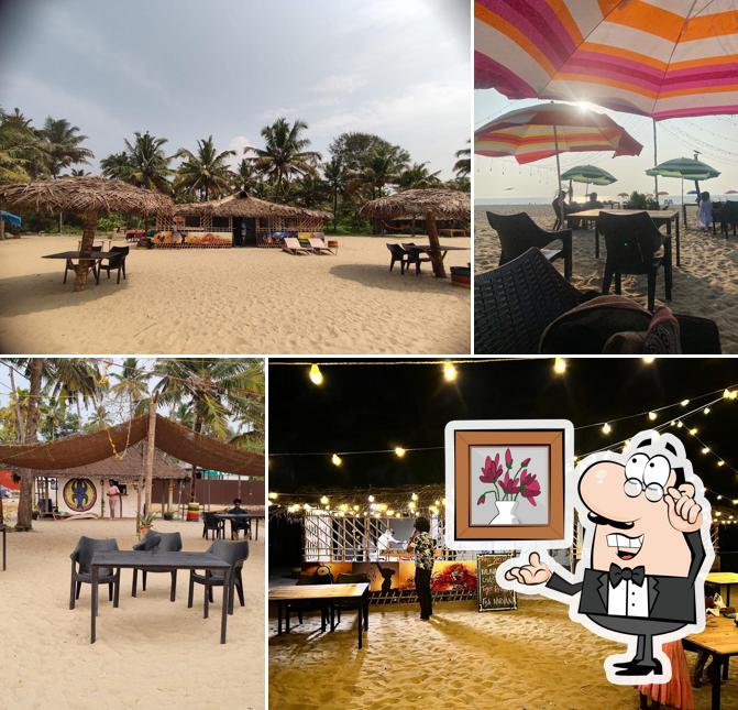 The interior of Marari Beach hut Resto Cafe