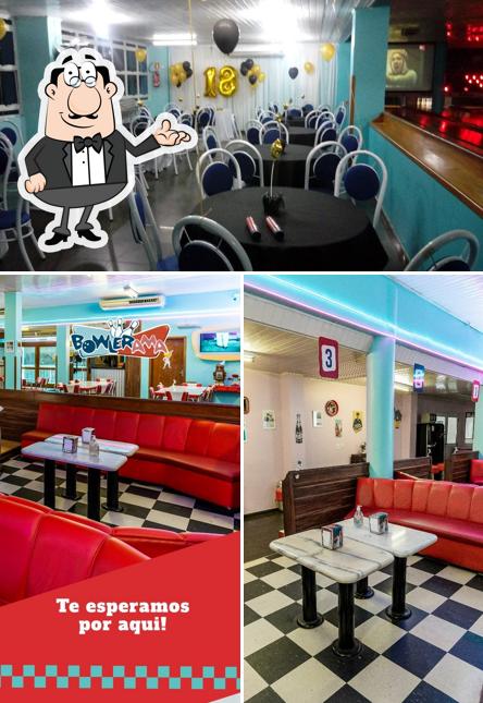 O interior do Bowlerama - Diner & Bowling