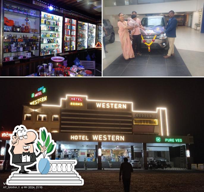 The restaurant's exterior and bar counter