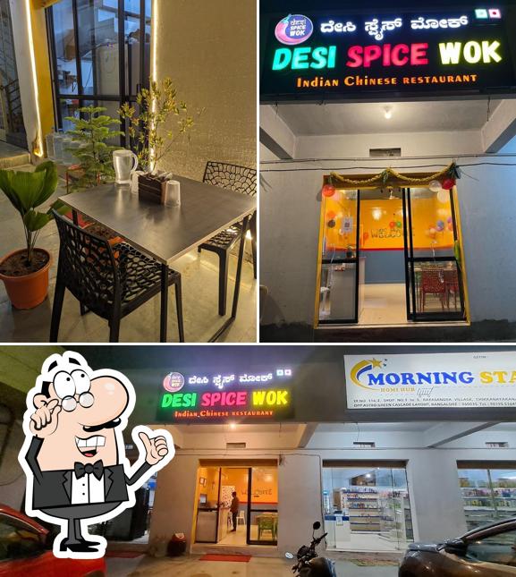 Among various things one can find interior and exterior at Desi Spice Wok