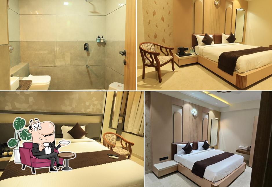 Take a seat at one of the tables at Hotel Narayan Inn