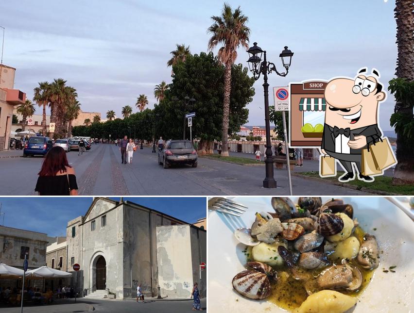 La esterno e cibo del ristorante