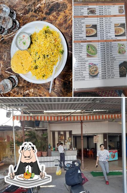 Among various things one can find food and exterior at hotel shivneri
