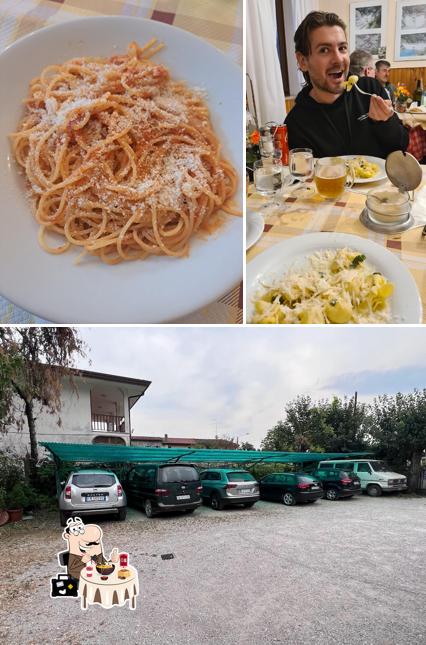 La cibo e esterno del ristorante