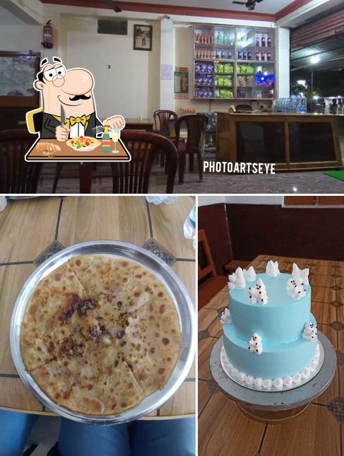 This is the picture displaying food and interior at HOTEL PAWAN
