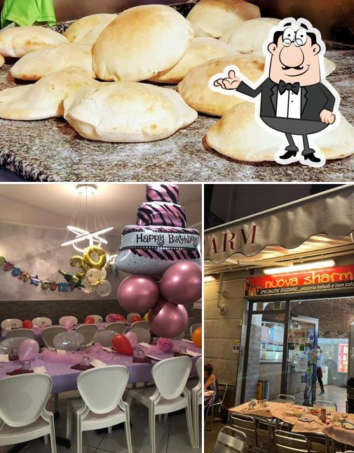 Tra le varie cose da Pizzeria Nuova Sharm si possono trovare la interni e cibo