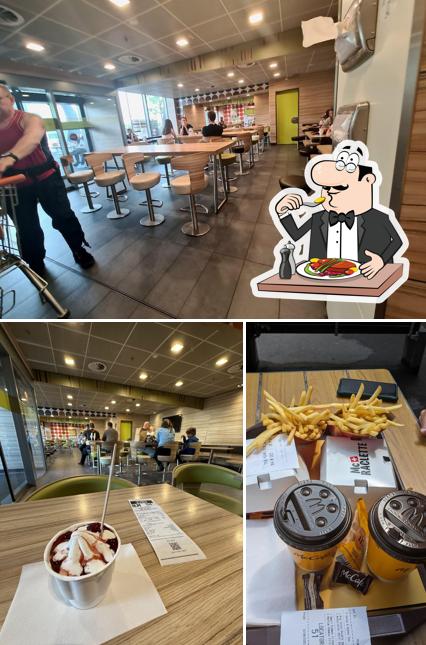 Tra le varie cose da McDonald's si possono trovare la cibo e interni