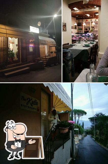 Dai un’occhiata alla foto che presenta la esterno e tavolo da pranzo di Ristorante Antipasteria Katia - Montebello