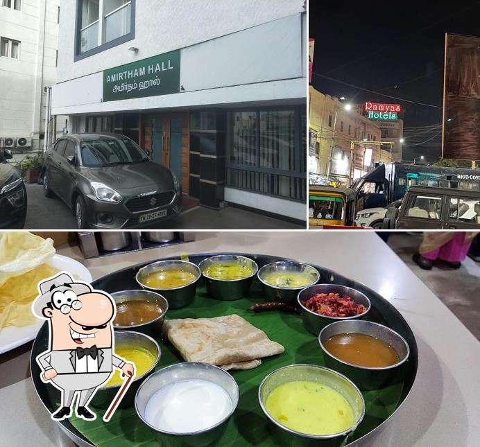 The photo of exterior and food at Amirtham