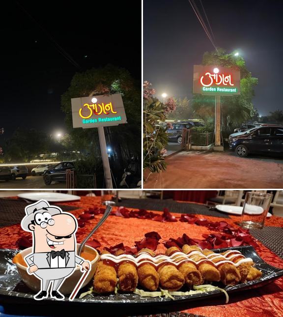 The restaurant's exterior and food