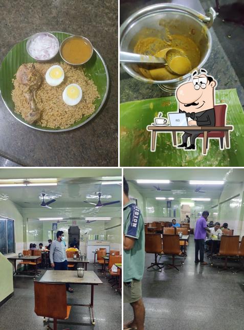 The image of interior and food at Muthu Restaurant