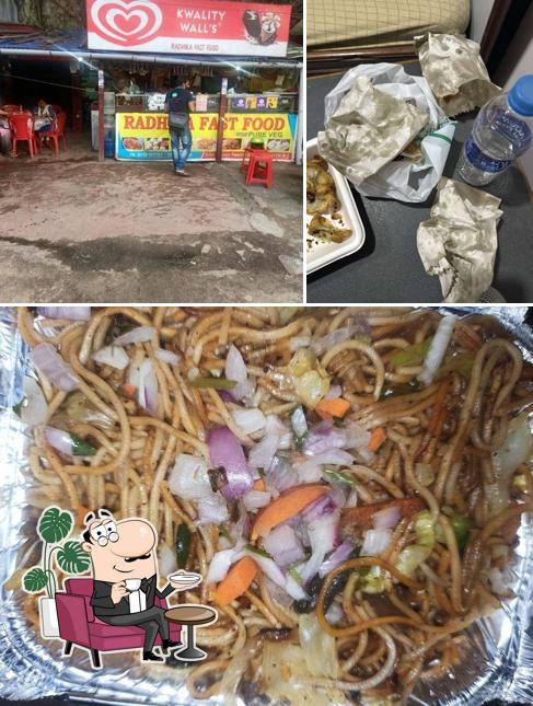 Among various things one can find interior and food at Radhika Fast Food