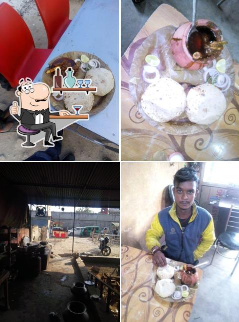 This is the photo depicting interior and food at New Kalika Hotel